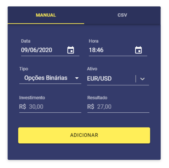 cadastre os trades